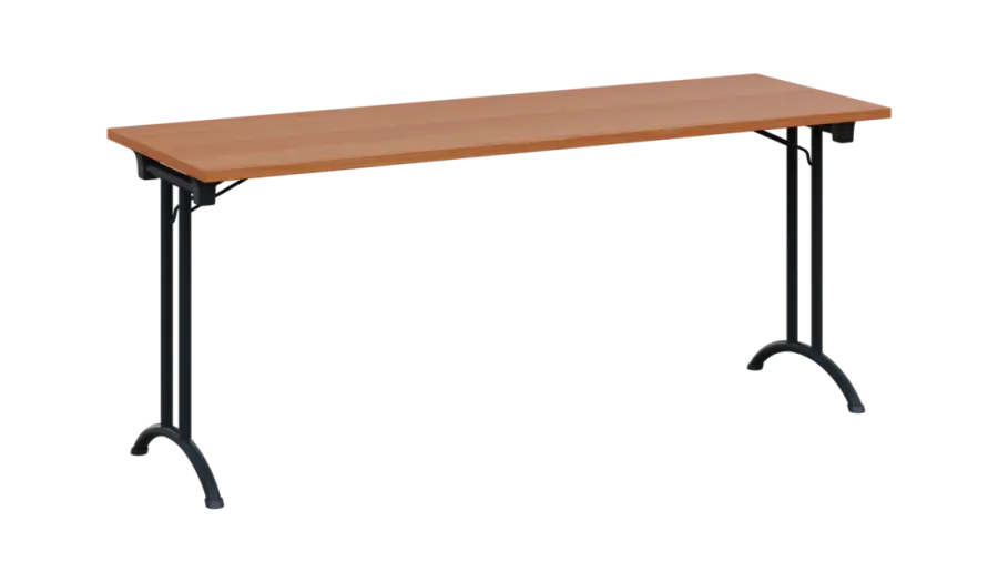 SLA 180 lak skládací jednací stůl 1800x600, deska 25 mm, podnož černý lak, deska olše jantar